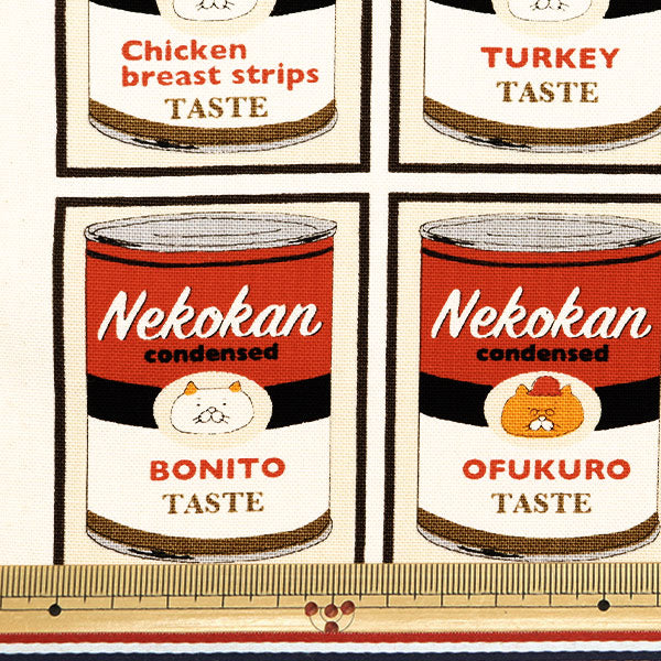 [From quantity 5] Fabric "No. 10 canvas cat can pattern red KTS7085-A" COTTON KOBAYASHI