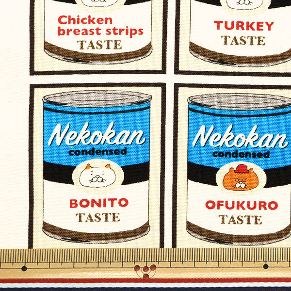 [From quantity 5] Fabric "No. 10 canvas cat can pattern Blue KTS7085-B" COTTON KOBAYASHI