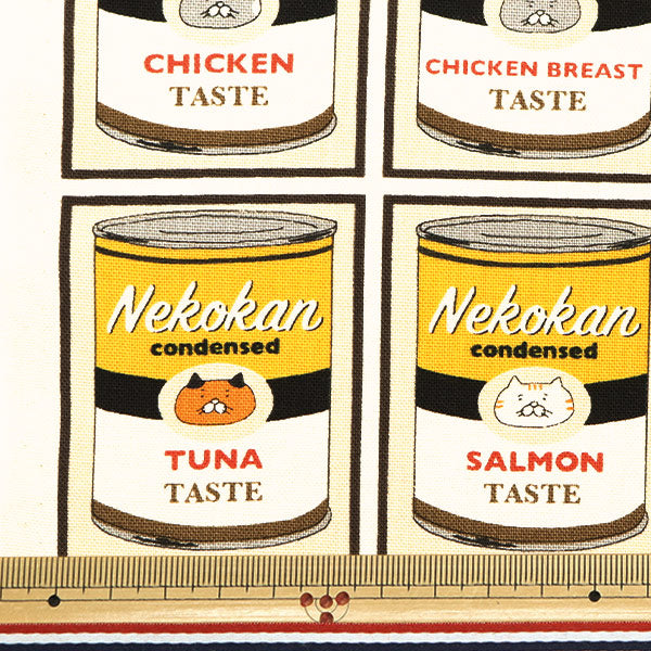 [From quantity 5] Fabric "No. 10 canvas cat can pattern Yellow KTS7085-C" COTTON KOBAYASHI