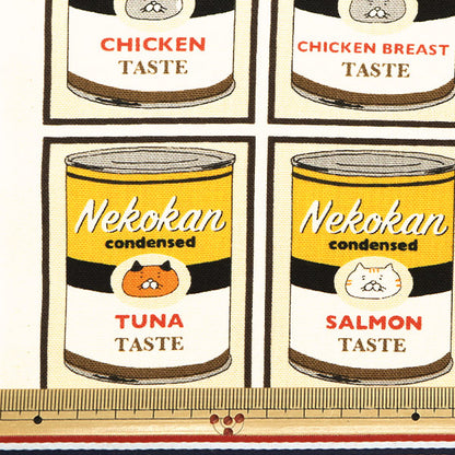 [From quantity 5] Fabric "No. 10 canvas cat can pattern Yellow KTS7085-C" COTTON KOBAYASHI