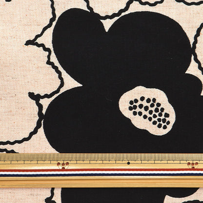 [Quantity starting from 5] Fabric "Usako Cloth, Cotton Linen Canvas, Hyakuhana, Ivory, Black, UP5928-B" COTTON KOBAYASHI