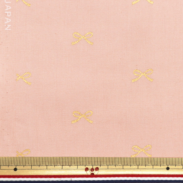 [5부터 시작하는 수량] 천・원단 "넓은" 리본 핑크 배경 x 골드 KTS7091-B" COTTON KOBAYASHI
