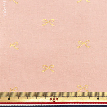 [5부터 시작하는 수량] 천・원단 "넓은" 리본 핑크 배경 x 골드 KTS7091-B" COTTON KOBAYASHI