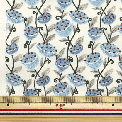 [5부터 시작하는 수량] 천・원단 "Broad Hasu Shiro x Blue KTS7077-E" COTTON KOBAYASHI