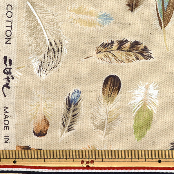 [Quantity starting from 5] Fabric "Cotton Linen Canvas Feather Kinari KTS7092-A" COTTON KOBAYASHI