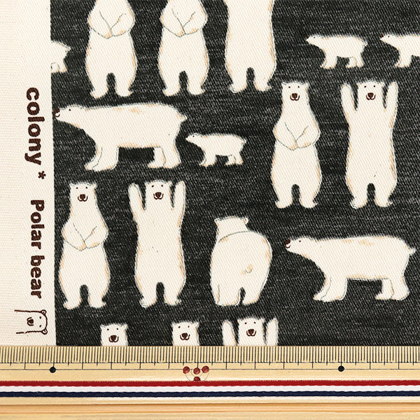 [Quantity starting from 5] Fabric "Twill Banzai Shiro Bear Black KTS7108-E" COTTON KOBAYASHI