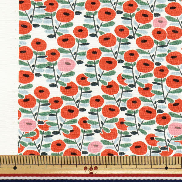 [Quantity starting from 5] Fabric "Broad Bonbon Flower Poppy Red KTS7102-D" COTTON KOBAYASHI