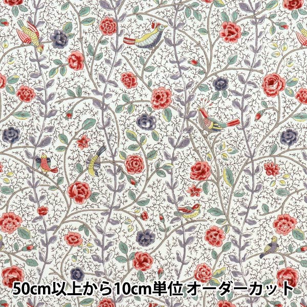 [Quantità a partire da 5] Tessuto "Broad Antique Rose Bird Sarasa Red Rose KTS7099-A" COTTON KOBAYASHI
