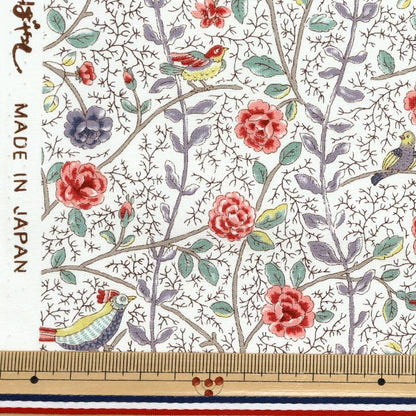 [Quantità a partire da 5] Tessuto "Broad Antique Rose Bird Sarasa Red Rose KTS7099-A" COTTON KOBAYASHI
