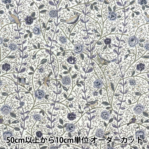 [Quantità a partire da 5] Tessuto "Broad Antique Rose Bird Sarasa Blue Rose KTS7099-B" COTTON KOBAYASHI