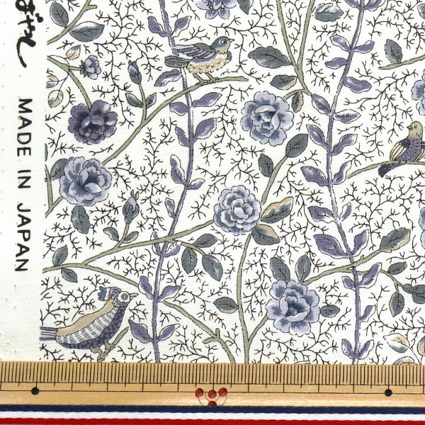 [Quantità a partire da 5] Tessuto "Broad Antique Rose Bird Sarasa Blue Rose KTS7099-B" COTTON KOBAYASHI