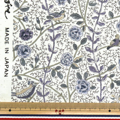 [Quantità a partire da 5] Tessuto "Broad Antique Rose Bird Sarasa Blue Rose KTS7099-B" COTTON KOBAYASHI