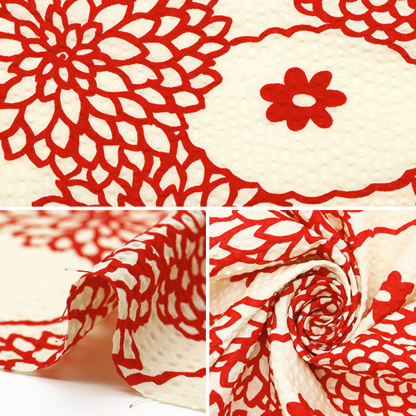 [Quantity starting from 5] Fabric "Usako fabric Ripple print deco ivory x red UP5948-A" COTTON KOBAYASHI
