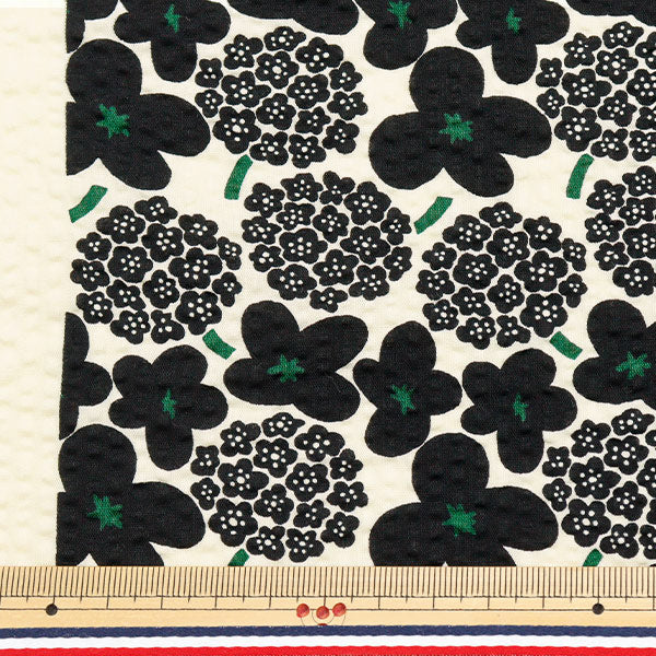 [Quantity starting from 5] Fabric "Usako fabric Ripple print mini bouquet Ivory x Black UP5949-B" COTTON KOBAYASHI