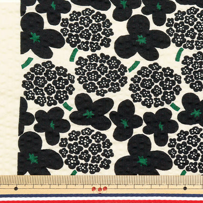 [Quantity starting from 5] Fabric "Usako fabric Ripple print mini bouquet Ivory x Black UP5949-B" COTTON KOBAYASHI