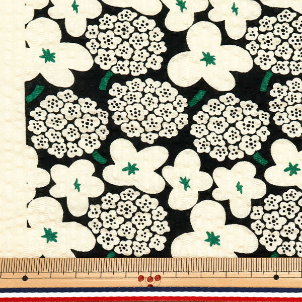 [5부터 시작하는 수량] 천・원단 "Usako 패브릭 리플 프린트 미니 부케 블랙 패브릭 UP5949-C" COTTON KOBAYASHI