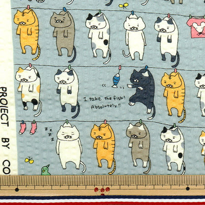 [Quantity starting from 5] Fabric "Ripple Print Washing Cat Gray KTS7086-C" COTTON KOBAYASHI
