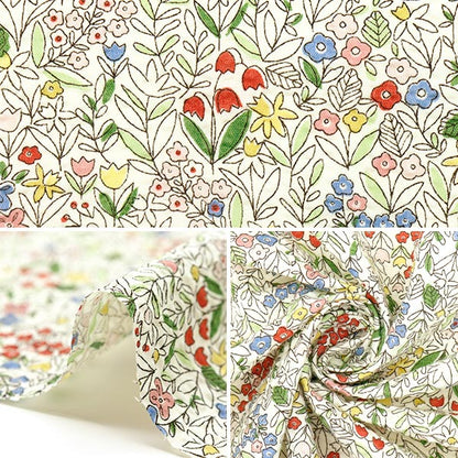 [Menge ab 5] Stoff "Ripple Print florales nicht weißes KTS7087-A" COTTON KOBAYASHI