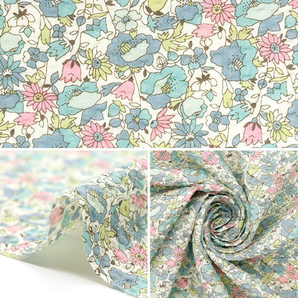 Ripple Print Floral Fabric Light Blue | Cotton Kobayashi – Yuzawaya