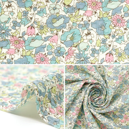 [Cantidad a partir de 5] Tela "Ripple estampado floral azul KTS7088-B" COTTON KOBAYASHI