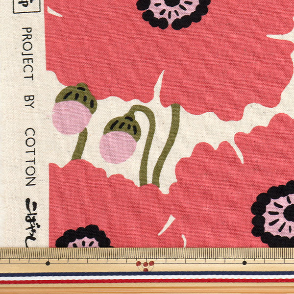 [Cantidad a partir de 5] Tela "Pappy Flower de lona de lino de algodón Suhakon Red UP5963-A" COTTON KOBAYASHI