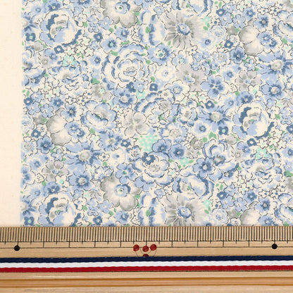 [5부터 시작하는 수량] 천・원단 "넓은 작은"꽃무늬 블루 KTS7104-B" COTTON KOBAYASHI