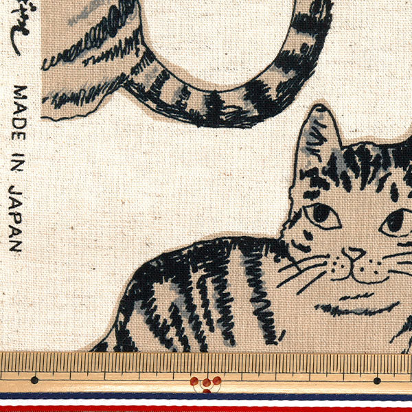 Cotton Linen Canvas Fabric Cat Beige | Cotton Kobayashi – Yuzawaya
