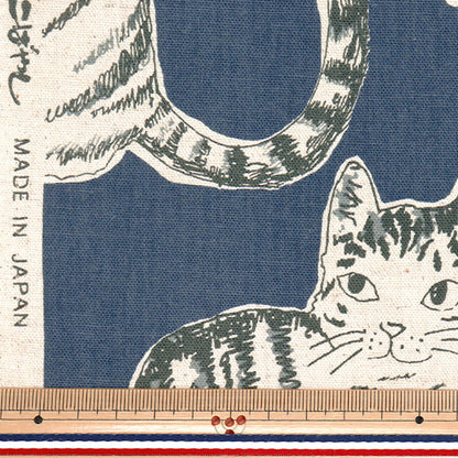 [Quantity starting from 5] Fabric "Cotton Linen Canvas Cat Navy KTS7110-E" COTTON KOBAYASHI