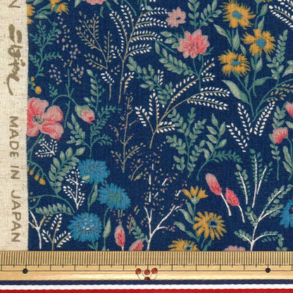 [Quantity starting from 5] Fabric "Cotton and linen"Sheeting Floral Navy KTS7114-B" COTTON KOBAYASHI