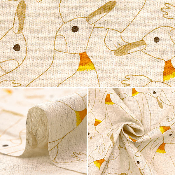 [Quantité à partir de 5] Tissu "Coton et lin"siège Pingouin dense shiro x jaune kts7116-a" COTTON KOBAYASHI