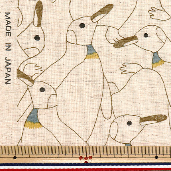 [Menge ab 5] Stoff "Baumwolle und Leinen"leinwandbindung Dichter Penguin Shiro x Brown KTS7116-B" COTTON KOBAYASHI