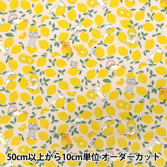 [Menge ab 5] Stoff "Broad Lemon Cat Pink KTS7121-B" COTTON KOBAYASHI