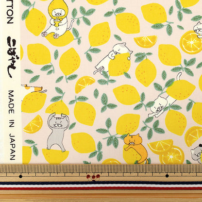 [Quantité à partir de 5] Tissu "Broad Lemon Cat Pink KTS7121-B" COTTON KOBAYASHI