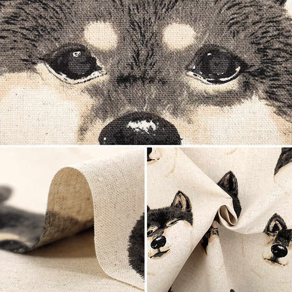 [Quantity starting from 5] Fabric "Cotton Linen Canvas Shiba Inu Kuroshiba KTS7122-B" COTTON KOBAYASHI