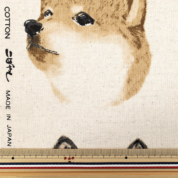 [Quantity starting from 5] Fabric "Cotton Linen Canvas Shiba Inu Mix KTS7122-C" COTTON KOBAYASHI