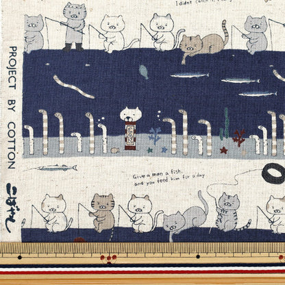 [الكمية من 5] الأقمشة "قطن كتان قماش صيد السمك قطة تشين كونغر كحلي KTS7137-C" COTTON KOBAYASHI