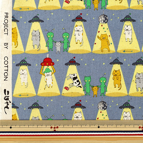 [Quantity from 5] Fabric "Cotton linen canvas snatched cat gray KTS7149-B" COTTON KOBAYASHI