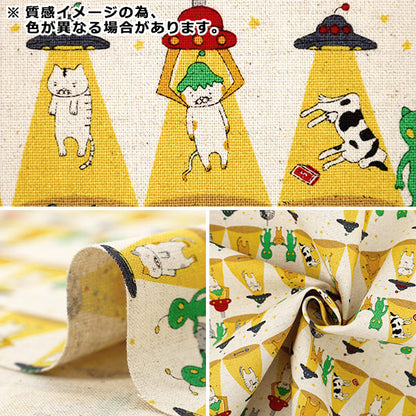 [Quantity from 5] Fabric "Cotton Linen Canvas Kidnapped Cat Navy KTS7149-D" COTTON KOBAYASHI