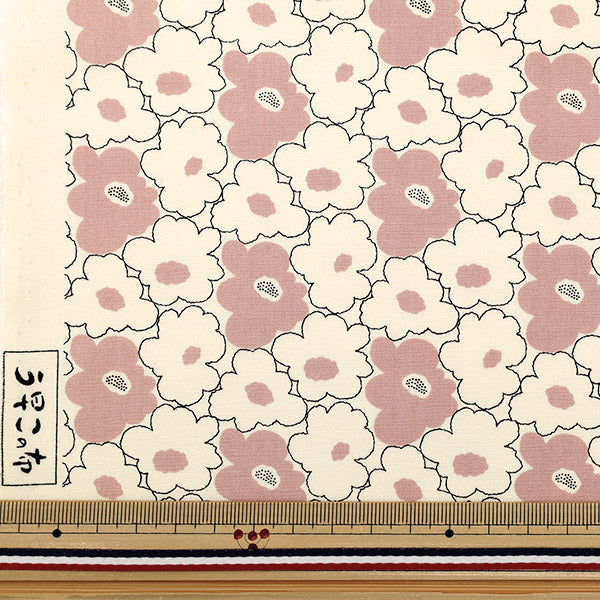 [Anzahl ab 5] Stoff „Uhayako-Stoff, breit, Mini-Pfirsichblume, Elfenbein x Rosa, UP5984-D" COTTON KOBAYASHI