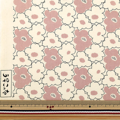 [Anzahl ab 5] Stoff „Uhayako-Stoff, breit, Mini-Pfirsichblume, Elfenbein x Rosa, UP5984-D" COTTON KOBAYASHI