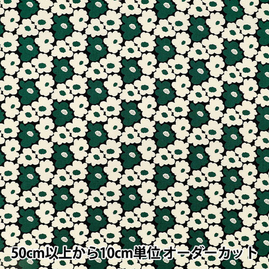 [Quantity from 5] Fabric "Uhayako Cloth Broad Mini Peach Flower Black x Green UP5984-F" COTTON KOBAYASHI
