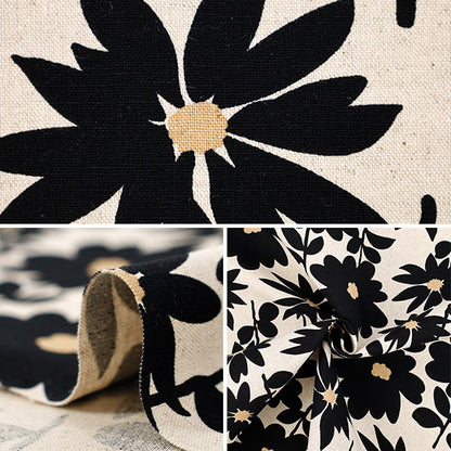 [Quantité à partir de 5] Tissu "Uhayako Tissu Toile de Lin et Coton Daisy Daisy Naturel x Noir UP5981-A" COTTON KOBAYASHI