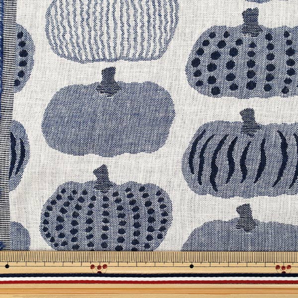[Quantity from 5] Fabric “Uhayako cloth Banshuori double weaveJacquard Pumpkin blue UP5973-B" COTTON KOBAYASHI