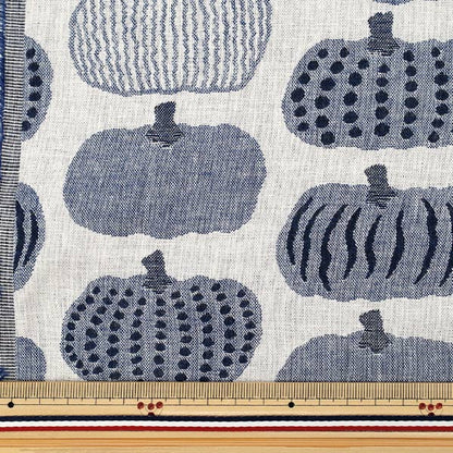[Quantity from 5] Fabric “Uhayako cloth Banshuori double weaveJacquard Pumpkin blue UP5973-B" COTTON KOBAYASHI