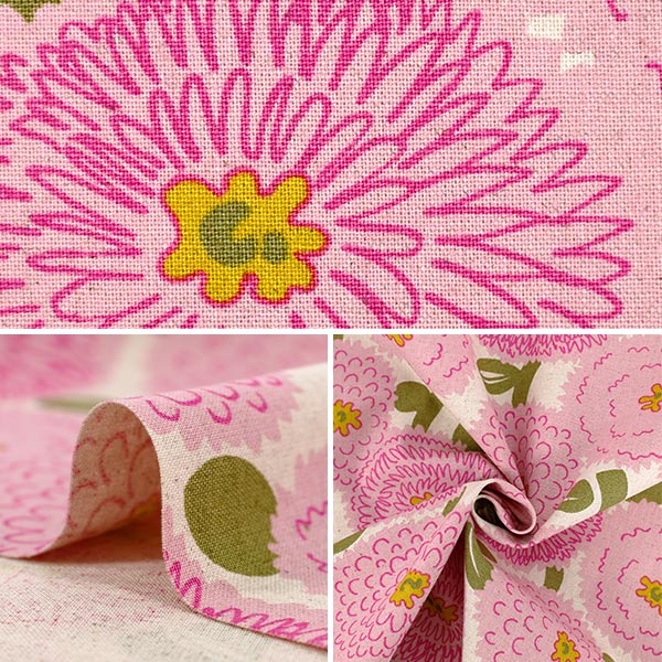 [الكمية من 5] الأقمشة "قماش قطن كتان ضبابي داليا وردي UP5988-A" COTTON KOBAYASHI