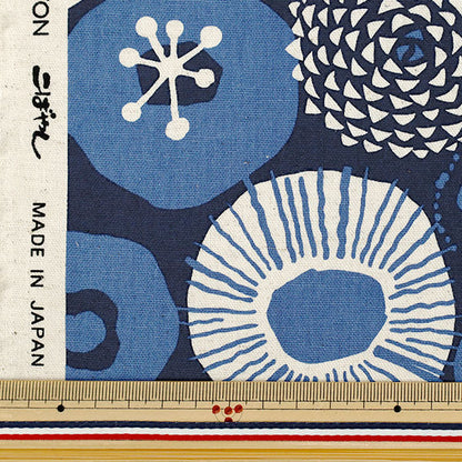 [الكمية من 5] الأقمشة "قماش قطن كتان حبر زهرة زرقاء أرضية زرقاء UP5636-F" COTTON KOBAYASHI