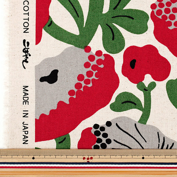 [Quantity from 5] Fabric "Cotton linen canvas carnivorous flower red UP5982-A" COTTON KOBAYASHI