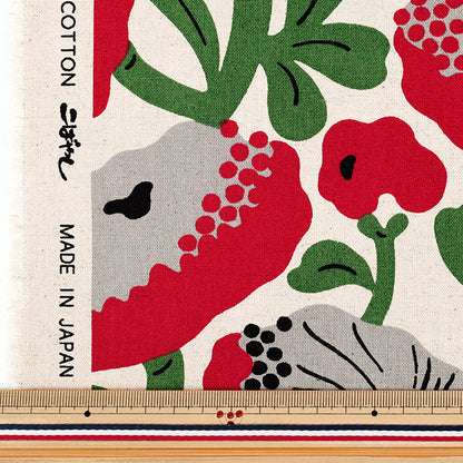[Quantity from 5] Fabric "Cotton linen canvas carnivorous flower red UP5982-A" COTTON KOBAYASHI