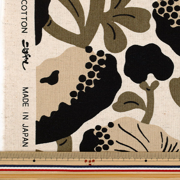 [Quantity from 5] Fabric "Cotton linen canvas carnivorous flower black UP5982-B" COTTON KOBAYASHI