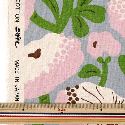 [Quantity from 5] Fabric "Cotton linen canvas carnivorous flower gray x pink UP5982-E" COTTON KOBAYASHI
